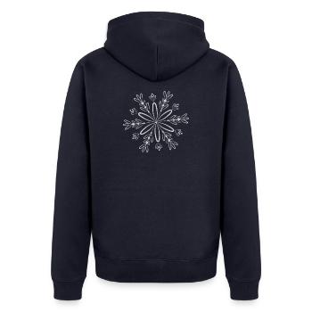 Fleur de cristal de neige en filigrane en hiver - Veste à capuche bio Premium Unisexe - bleu marine - Dos - Nico (187cm)