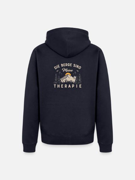 Die Berge sind meine Therapie - Unisex Premium Bio Zip Hoodie - Navy