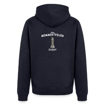 Juist Lighthouse, Memmert Fire, North Sea - Unisex Premium Organic Zip Hoodie - navy - Back - Nico (187cm)