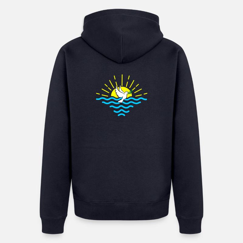 Tourterelle et branche de palmier - Veste à capuche bio Premium Unisexe - bleu marine
