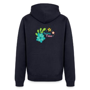 Spring Time Frühlingsshirt für die ganze Familie - Unisex Premium Bio Zip Hoodie - Navy - Hinten - Nico (187cm)