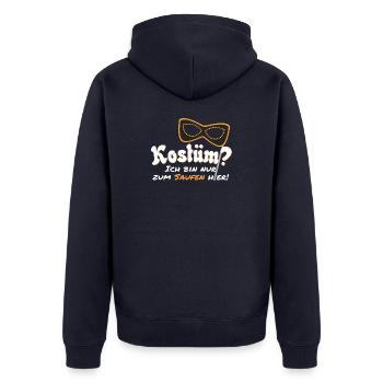 Faschings Kostüm? - Unisex Premium Bio Zip Hoodie - Navy - Hinten - Nico (187cm)