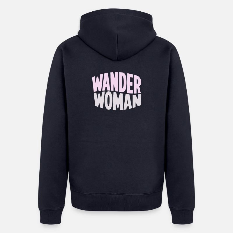 Wanderfrau Gradient Typo - Unisex Premium Bio Zip Hoodie - Navy