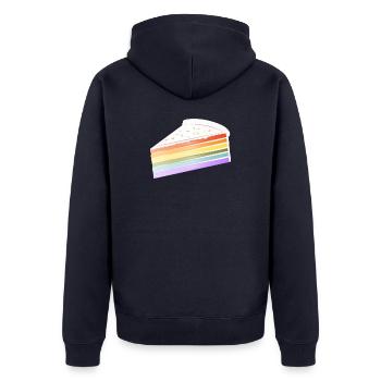 Piece of rainbow cake in delicate pastel colors - Unisex Premium Organic Zip Hoodie - navy - Back - Nico (187cm)