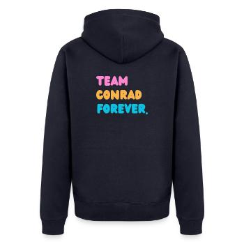 Team Été Pour Toujours - Veste à capuche bio Premium Unisexe - bleu marine - Dos - Nico (187cm)