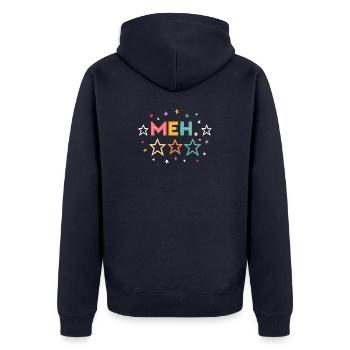 MEH Humor - Unisex Premium Organic Zip Hoodie - navy - Back - Nico (187cm)