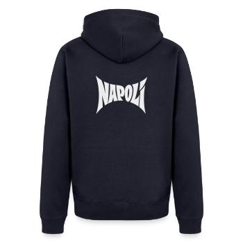 Napoli Typografie Design - Unisex Premium Bio Zip Hoodie - Navy - Hinten - Nico (187cm)