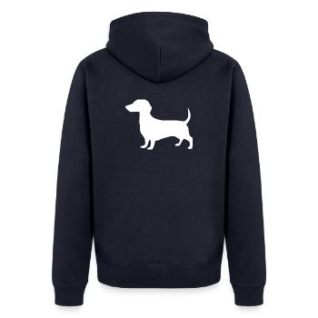 Dachshund Hunde Geschenk Dackelbesitzer - Unisex Premium Bio Zip Hoodie - Navy - Hinten - Nico (187cm)