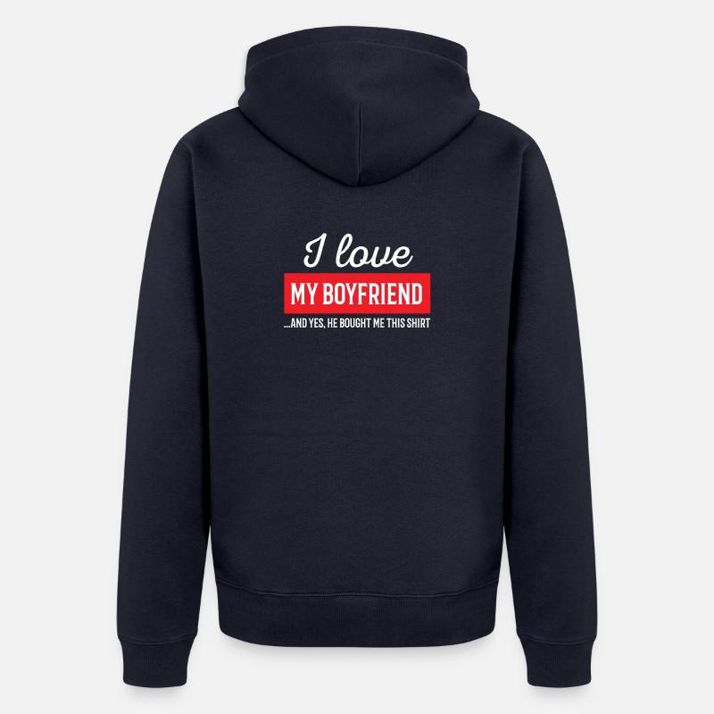 J'aime mon petit ami - Veste à capuche bio Premium Unisexe - bleu marine