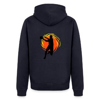 Wirbel Handballer - Unisex Premium Bio Zip Hoodie - Navy - Hinten - Nico (187cm)