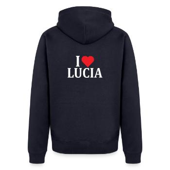 t-shirt name I love Lucia t-shirt gift idea - Unisex Premium Organic Zip Hoodie - navy - Back - Nico (187cm)
