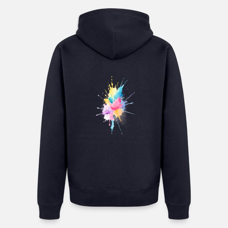 Aquarelle abstraite éclaboussure - Veste à capuche bio Premium Unisexe - bleu marine
