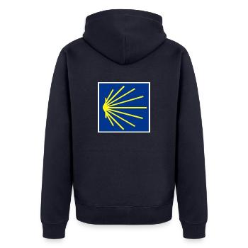 Jakobsweg - Unisex Premium Bio Zip Hoodie - Navy - Hinten - Nico (187cm)