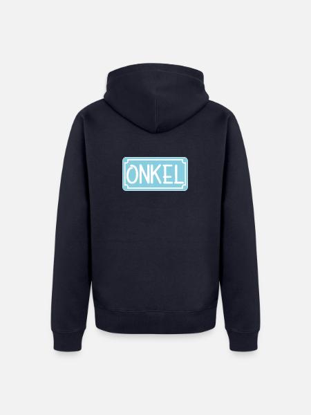 Geschenke für ONKEL - ONKEL WERDEN - Unisex Premium Bio Zip Hoodie - Navy