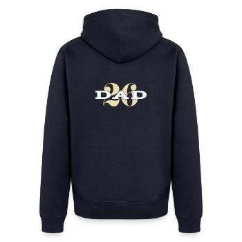 Dad 26 Baby Vater Vatertag Geschenk Papa 2026 - Unisex Premium Bio Zip Hoodie - Navy - Hinten - Nico (187cm)