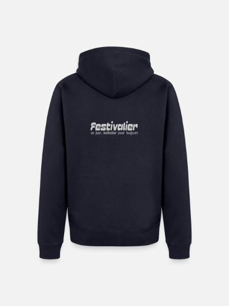 Frequentatore di festival un giorno, frequentatore di festival per sempre - Felpa con cappuccio ecologica premium unisex - blu navy