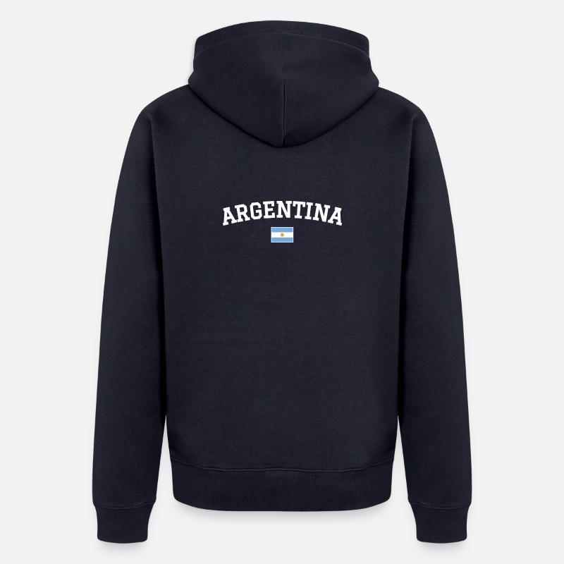 Drapeau argentin Dessin blanc - Veste à capuche bio Premium Unisexe - bleu marine