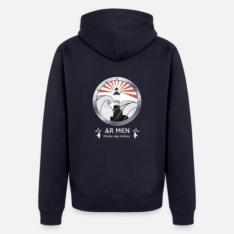 Phare d'AR MEN - BRETAGNE - Veste à capuche bio Premium Unisexe - bleu marine