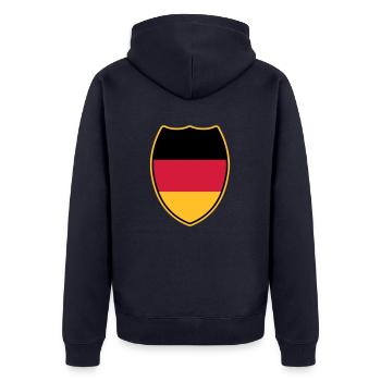 Wappen_von_Deutschland-3c - Unisex Premium Bio Zip Hoodie - Navy - Hinten - Nico (187cm)