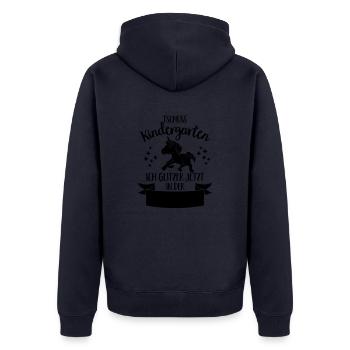 Tschüss Kindergarten, ich glitzer in der Schule - Unisex Premium Bio Zip Hoodie - Navy - Hinten - Nico (187cm)