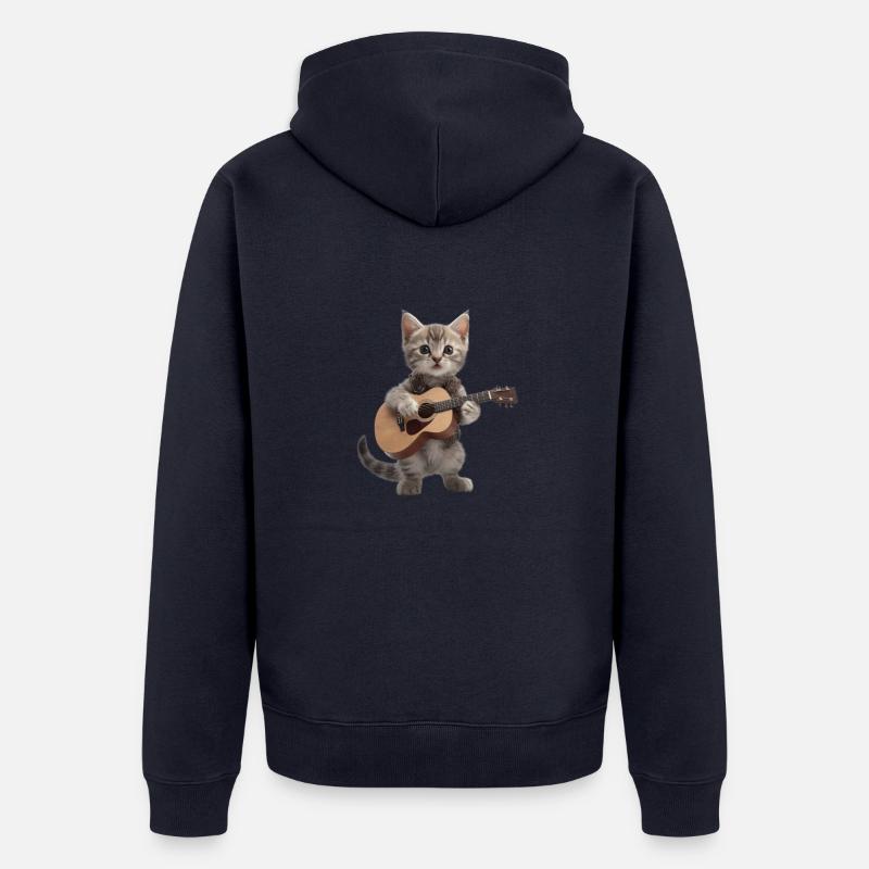 chat chaton guitare - Veste à capuche bio Premium Unisexe - bleu marine