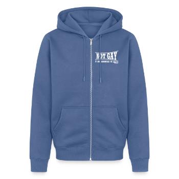 I'm not Gay... - Unisex Premium Bio Zip Hoodie - Taubenblau - Vorne - Nico (187cm) & Julia (174cm)