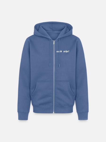 Bassd scho, 1fb - Unisex Premium Bio Zip Hoodie - Taubenblau