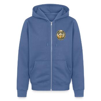 Wiesen Biergarten Bier - Unisex Premium Bio Zip Hoodie - Taubenblau - Vorne - Nico (187cm) & Julia (174cm)
