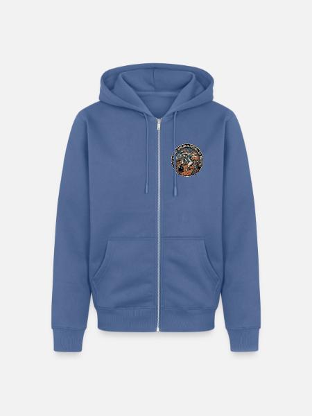 Bowling Waschbär - Unisex Premium Bio Zip Hoodie - Taubenblau