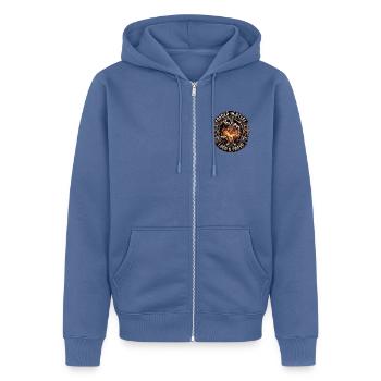 Forged In Steel Metal - Unisex Premium Bio Zip Hoodie - Taubenblau - Vorne - Nico (187cm) & Julia (174cm)