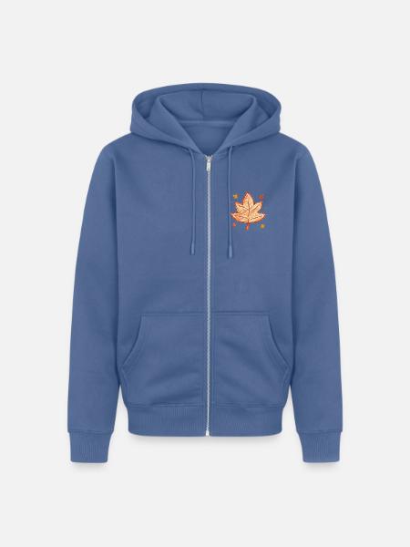 Herbst-Ahornblatt – Warme Herbstfarben - Unisex Premium Bio Zip Hoodie - Taubenblau