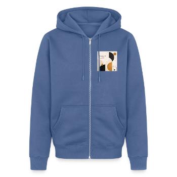 Modern Flow Geometrie - Unisex Premium Bio Zip Hoodie - Taubenblau - Vorne - Nico (187cm) & Julia (174cm)