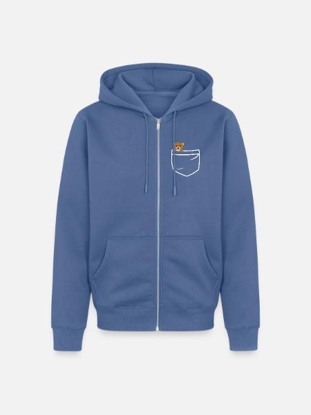 Bärchen am Hosentasche - Unisex Premium Bio Zip Hoodie - Taubenblau