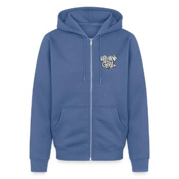 Griffonnage de fille hip-hop - Veste à capuche bio Premium Unisexe - bleu pigeon - Devant - Nico (187cm) & Julia (174cm)