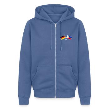 Germany x Philippines Crossed Friendship Flags - Unisex Premium Bio Zip Hoodie - Taubenblau - Vorne - Nico (187cm) & Julia (174cm)