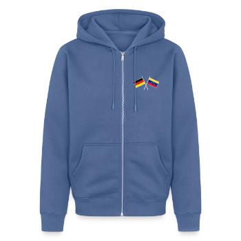 Germany and Venezuela Friendship Flags - Unisex Premium Bio Zip Hoodie - Taubenblau - Vorne - Nico (187cm) & Julia (174cm)