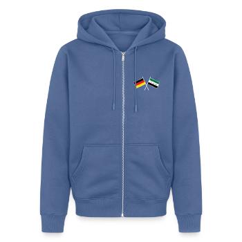 Germany x Syria Friendship Flags - Unisex Premium Bio Zip Hoodie - Taubenblau - Vorne - Nico (187cm) & Julia (174cm)