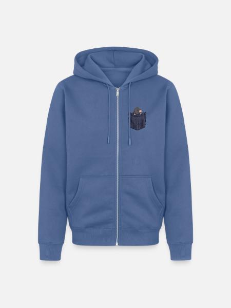 Brusttaschen Maulwurf - Unisex Premium Bio Zip Hoodie - Taubenblau