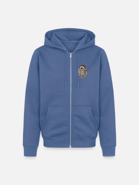 Igel Brusttasche  - Unisex Premium Bio Zip Hoodie - Taubenblau