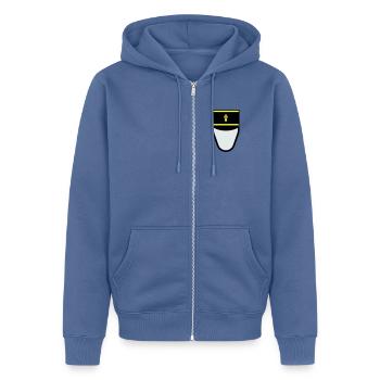 Gendarme Képi G.M. (Gendarme Mobile) - Veste à capuche bio Premium Unisexe - bleu pigeon - Devant - Nico (187cm) & Julia (174cm)