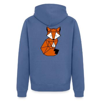 Origami-Fuchs - Unisex Premium Bio Zip Hoodie - Taubenblau - Hinten - Nico (187cm)