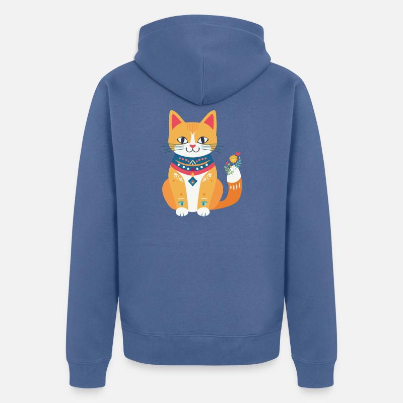 mignon chat folklore - Veste à capuche bio Premium Unisexe - bleu pigeon