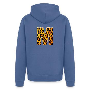 Leopard M Buchstabe - Unisex Premium Bio Zip Hoodie - Taubenblau - Hinten - Nico (187cm)
