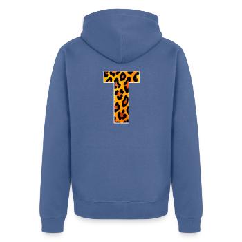 Leopard_Buchstabenmuster_ _T - Veste à capuche bio Premium Unisexe - bleu pigeon - Dos - Nico (187cm)