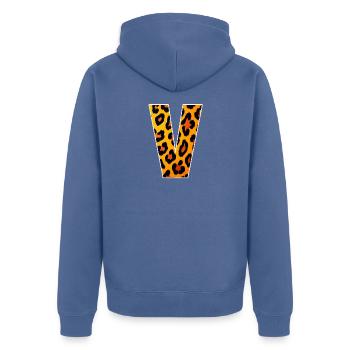 Ornement Léopard V Orange - Veste à capuche bio Premium Unisexe - bleu pigeon - Dos - Nico (187cm)