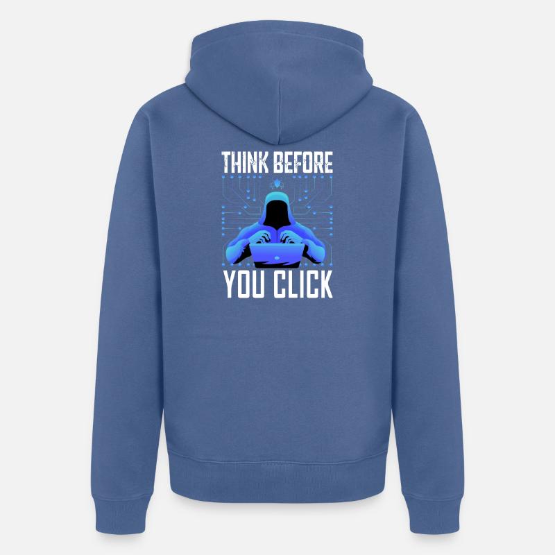 Hacker-Hacker-Hacker-Programmierer Linux Cybersicherheitsdaten - Unisex Premium Bio Zip Hoodie - Taubenblau