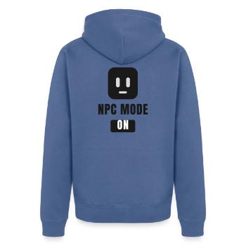 Mode PNJ activé - Mème de jeu - Veste à capuche bio Premium Unisexe - bleu pigeon - Dos - Nico (187cm)