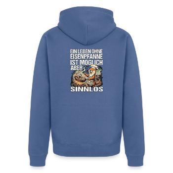 Lustiger BBQ Otter - Unisex Premium Bio Zip Hoodie - Taubenblau - Hinten - Nico (187cm)