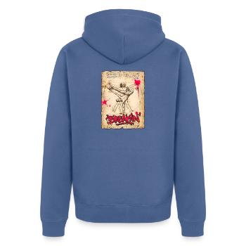 Da Vincis Proportionsstudie Vitruvianischer Mensch - Unisex Premium Bio Zip Hoodie - Taubenblau - Hinten - Nico (187cm)