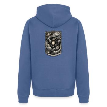 Otter Kosmos - Unisex Premium Bio Zip Hoodie - Taubenblau - Hinten - Nico (187cm)